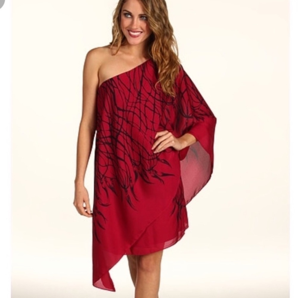 NWT Max And Cleo Red Penelope One Shoulder Dress